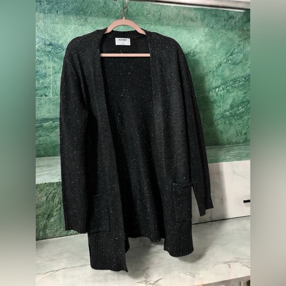 Old Navy Sweaters - Old Navy Open Cardigan, Black w/ Colorful Stitches Women’s M